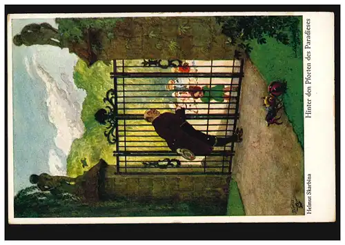 Künstler-AK Helmut Skarbina: Hinter den Pforten des Pardieses HEILBRONN 25.11.27