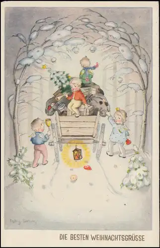 Landpost Muschenheim über LICH (OBERHESSEN) LAND 22.12.1949 auf AK Weihnachten