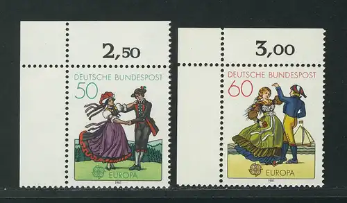 1096-1097 Europa Folklore 1981, Ecke o.l. Satz **