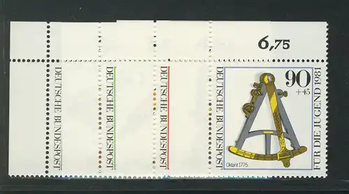 1090-1093 Jugend Optische Instrumente 1981, Ecke o.l. Satz **