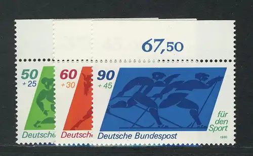 1046-1048 Sporthilfe 1980, Oberrand, Satz **