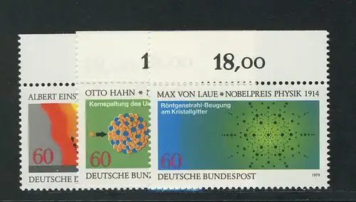 1019-1021 Prix Nobel 1979, Oberrand, set **