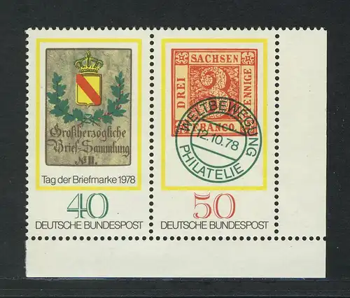 980-981 Tag der Briefmarke 1978, Eckrand-Zusammendruck u.r. **