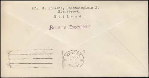 Premier vol KLM Amsterdam - Saigon 31.3.1959 Lettre de bijoux HOENSBREOEL 27.3. 1959