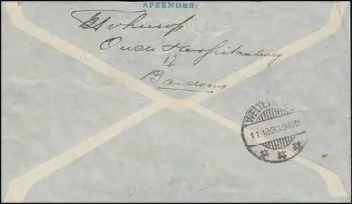 Luftpostbrief mit Flugpostmarke aus BANDOENG 11.12.1930 nach Bergen/Holland