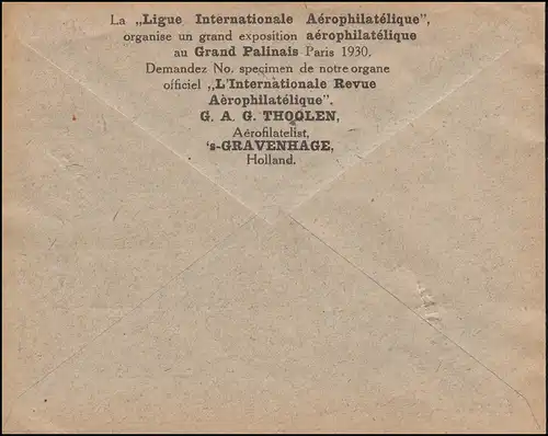 Exposition Aérophilatelie internationale Cause d'impression S'GRAVENHAGE 17.3.1929