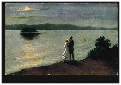 Künstler-AK Gemälde: Im Mondenschein, Verlag WS+SB, Feldpost WIEN 23.12.1917