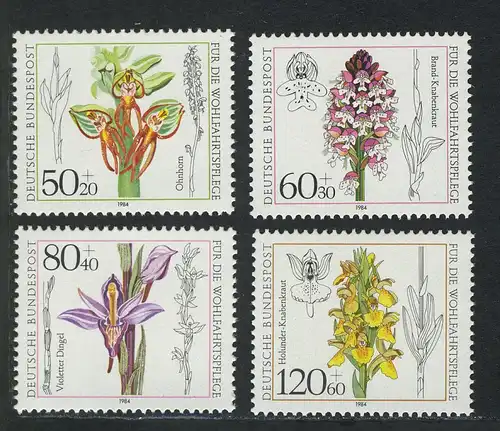 1225-1228 Wofa Orchidées 1984, série post-fraîchissement **