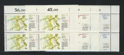 1206-1208 Sporthilfe Olympische Sommerspiele 1984, E-Vbl o.r. Satz **