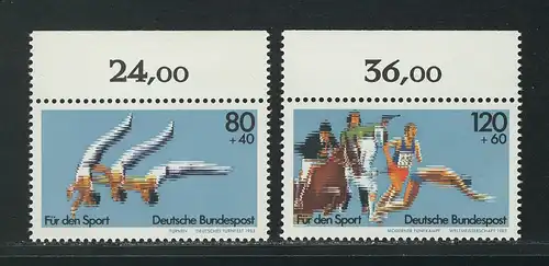 1172-1173 Sporthilfe Turnen und Moderner Fünfkampf 1983, Oberrand, Satz **