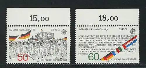 1130-1131 Europa Historische Ereignisse 1982, Oberrand, Satz **