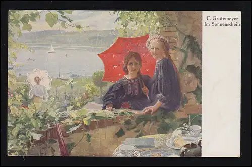 AK Artiste F. Grotenmeyer: Au soleil, marqué 17.7.1917