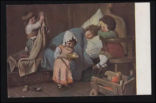 Künstler-AK H. Kaulbach: Der eingebildete Kranke, Hanfstegl's Karte, ungebraucht