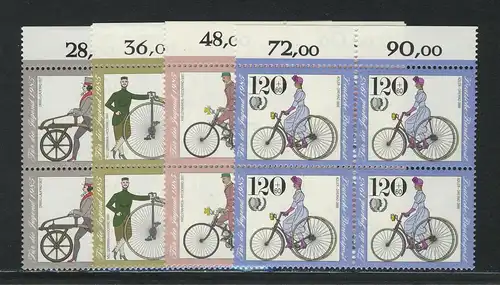 1242-1245 Jugend Fahrräder 1985, OR-Vbl Satz **