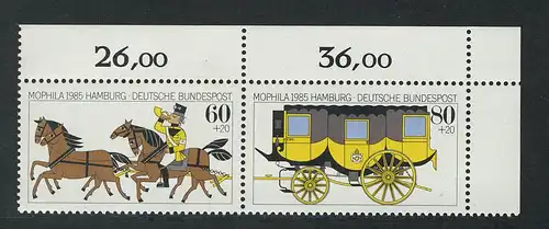 1255-1256 MOPHILA 1985, Ecke o.r. Zusammendruck **