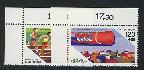 1269-1270 Sporthilfe Kurzstreckenlauf und Viererbob 1986, Ecke o.l. Satz **