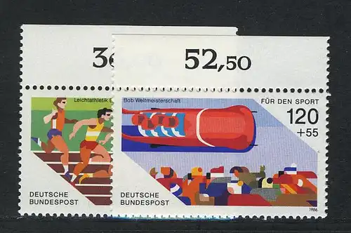 1269-1270 Sporthilfe Kurzstreckenlauf und Viererbob 1986, Oberrand, Satz **