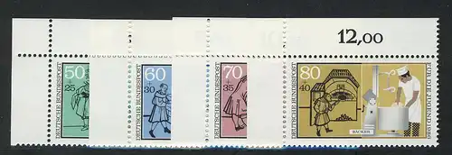 1274-1277 Jugend Handwerksberufe 1986, Ecke o.l. Satz **