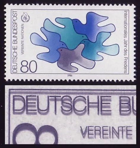 1286DD Année de la Paix - Double impression violet noir (cadre et inscription) **