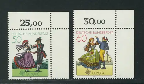 1096-1097 Europa Folklore 1981, Ecke o.r. Satz **