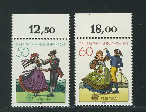 1096-1097 Europa Folklore 1981, Oberrand Satz **