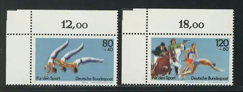 1172-1173 Sportshilfe Gymnastique et Moderne Cinq-Concours 1983, coin o.l.