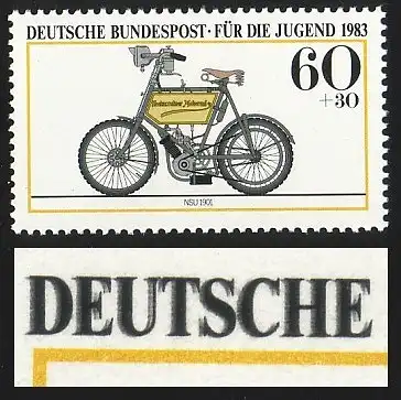 1169DD Jeunesse 60 Pf - avec double impression de la couleur noir, **