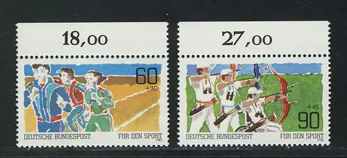 1127-1128 Sporthilfe Dauerlauf und Bogenschießen 1982, Oberrand, Satz **