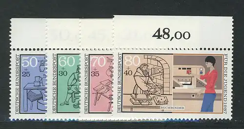 1315-1318 Jugend Handwerksberufe 1987, Oberrand, Satz **