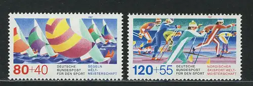 1310-1311 Sporthilfe Segelregatta und Skilanglauf 1987, Satz postfrisch **