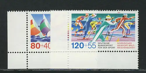 1310-1111 Aide sportive Régate de voile et ski de fond 1987, coin et l'ensemble **