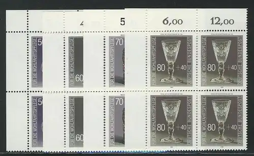 1295-1298 Wofa Gläser 1986, E-Vbl o.l. Satz **