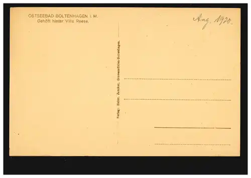 AK Baltebad Boltenhagen i.M.: Court derrière Villa Reese, inutilisé, vers 1920