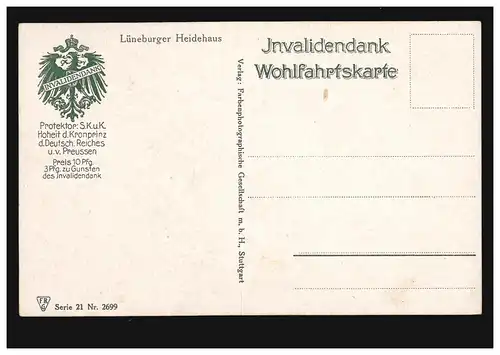 AK carte de bien-être Invalidendank: Lüneburger Heidehaus, inutilisé