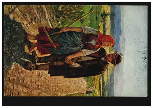 AK Kozakiewicz: Spottkanie - Rencontre de couple de paysans à Trash, 14.11.1914