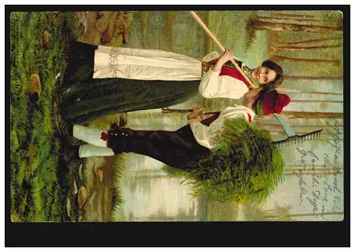 AK Agriculture: Couple d'agriculteurs après la récolte de foin, KIEL 5.0.1906