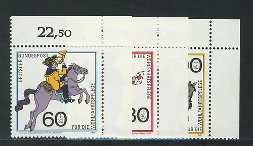 1437-1439 Wofa Postbeförderung 1989, Ecke o.r. Satz **