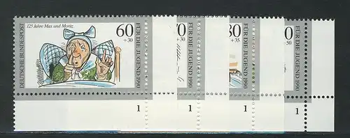 1455-1458 Jugend Max und Moritz 1990, FN1 Satz **