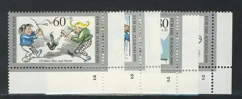 1455-1458 Jugend Max und Moritz 1990, FN2 Satz **