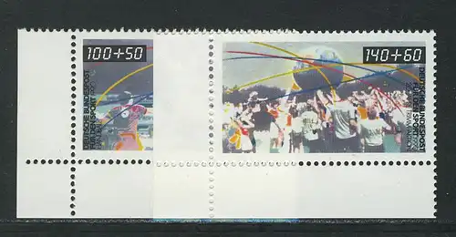 1449-1450 Sport Hallenhandball Trimm-Dich-Aktion 1990, Ecke u.l. Satz **