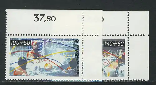 1449-1450 Sport Hallenhandball Trimm-Dich-Aktion 1990, Ecke o.r. Satz **
