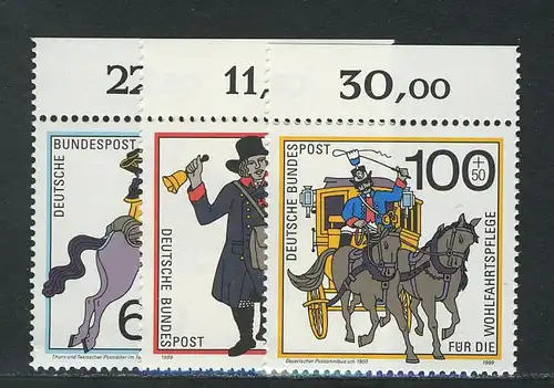 1437-1439 Wofa Postbeförderung 1989, Oberrand, Satz **