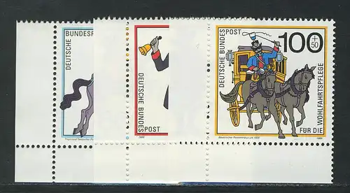 1437-1439 Wofa Postbeförderung 1989, Ecke u.l. Satz **