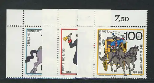 1437-1439 Wofa Postbeförderung 1989, Ecke o.l. Satz ** postfrisch