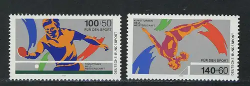 1408-1409 Sporthilfe Tischtennis und Kunstturnen 1989, Satz postfrisch **