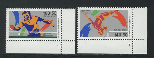 1408-1409 Sporthilfe Tischtennis und Kunstturnen 1989, FN1 Satz **