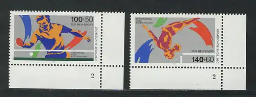 1408-1409 Sporthilfe Tischtennis und Kunstturnen 1989, FN2 Satz **