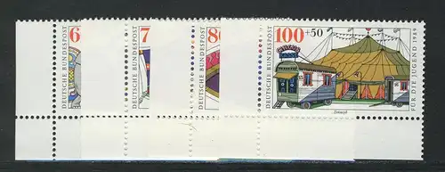 1411-1414 Jugend Zirkus 1989, Ecke u.l. Satz ** postfrisch
