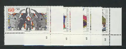 1411-1414 Jugend Zirkus 1989, FN2 Satz ** postfrisch