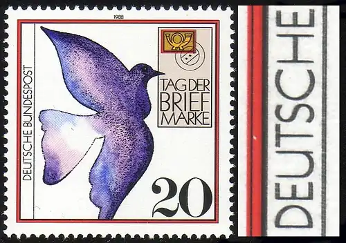 1388DD Tag der Briefmarke 1988 mit Doppeldruck der Farbe Schwarz **